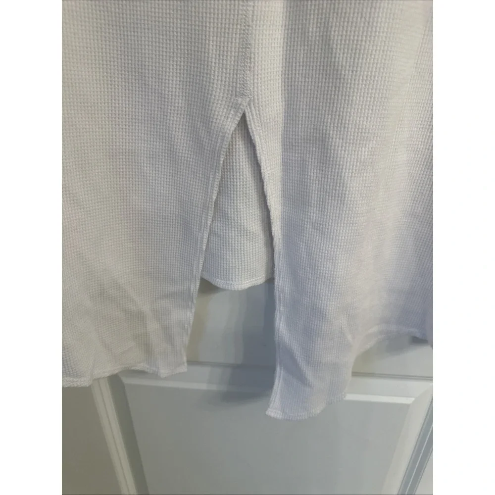 Free People Women Sze XS Amelia Tunic Shirt Ribbed White Relaxed Fit Resort Wear